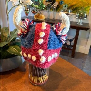 Peruvian Trading Company Blue and Red Knit Hat